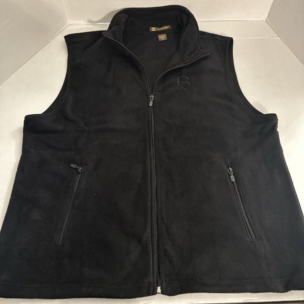 Harriton Men's Vest Black XL Full Zip,Pockets Collared, B LOGO On Left Side